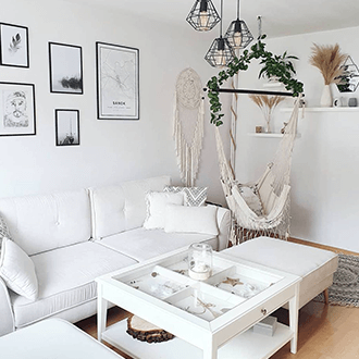 Obývák ve skandinávském stylu inspirace na sedačku a pohovku
